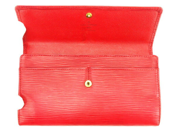 LOUIS VUITTON Long Wallet Purse M63577 Castilian red Pochette Porto MonÃ©credi