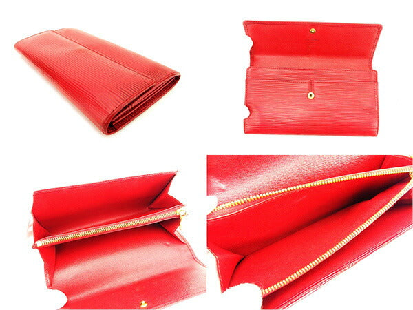 LOUIS VUITTON Long Wallet Purse M63577 Castilian red Pochette Porto MonÃ©credi