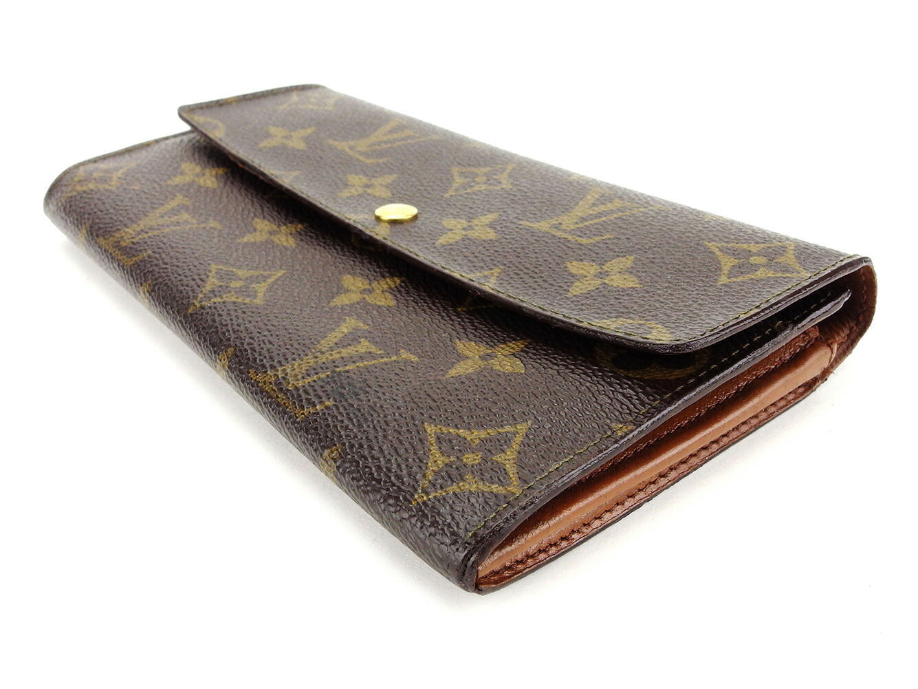 LOUIS VUITTON Long Wallet Purse M61725 Brown Pochette Porto MonÃ©credi