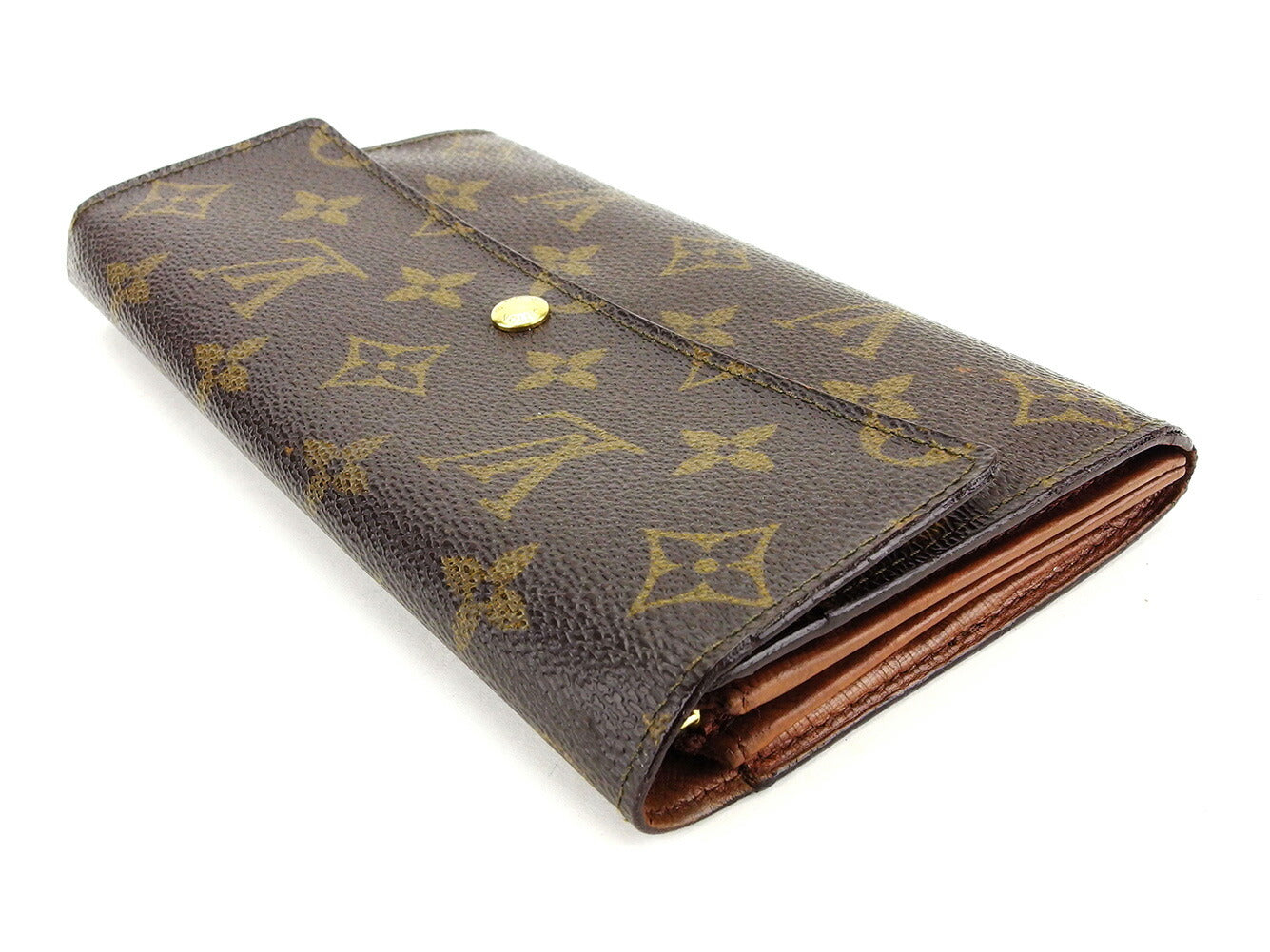 LOUIS VUITTON Long Wallet Purse M61725 Brown Pochette Porto MonÃ©credi