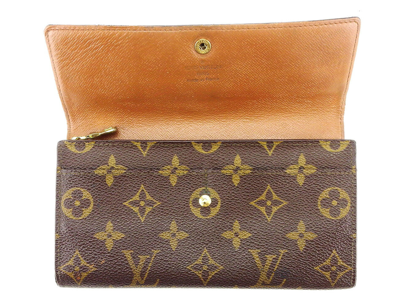 LOUIS VUITTON Long Wallet Purse M61725 Brown Pochette Porto MonÃ©credi