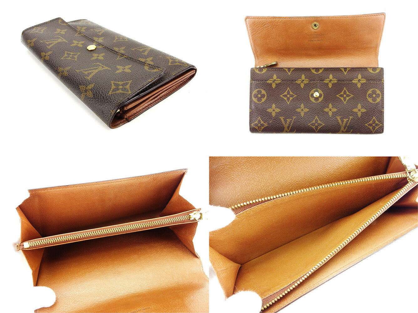 LOUIS VUITTON Long Wallet Purse M61725 Brown Pochette Porto MonÃ©credi