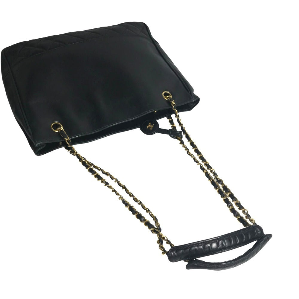 CHANEL Shoulder Bag leather black vintage Matelasse WChain Tote Bag Quilted CC COCO Mark logo