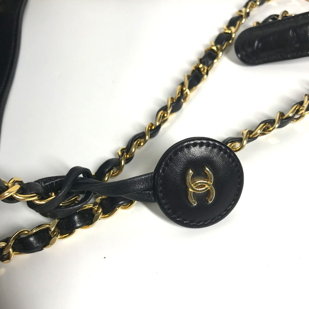 CHANEL Shoulder Bag leather black vintage Matelasse WChain Tote Bag Quilted CC COCO Mark logo
