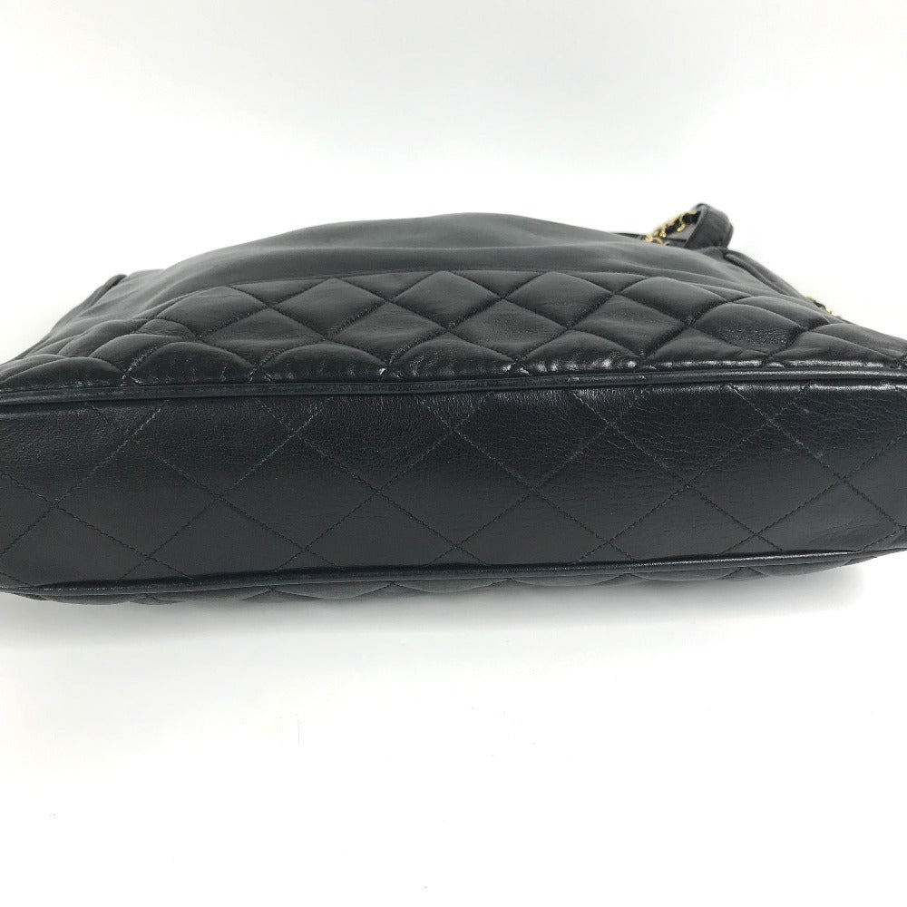 CHANEL Shoulder Bag leather black vintage Matelasse WChain Tote Bag Quilted CC COCO Mark logo