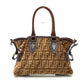 FENDI Handbag Leather / suede Brown ZUCCA FFPattern logo Etnico Women Used Authentic