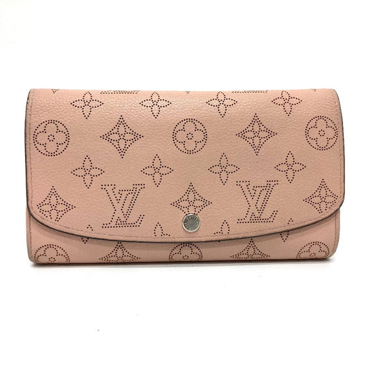 LOUIS VUITTON Long Wallet Purse M60145 monogram mahina leather pink Monogram Mahina Portefeuille Iris Women Used Authentic