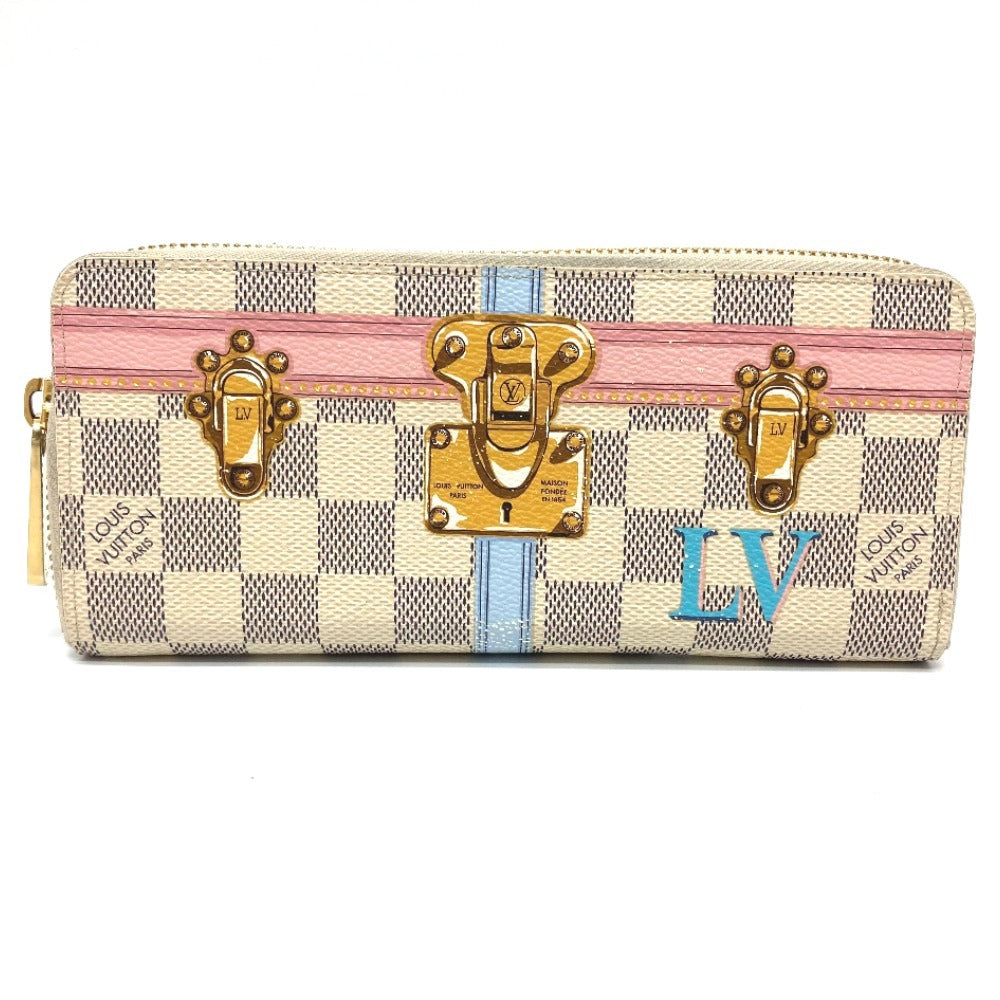 LOUIS VUITTON Long Wallet Purse N60109 Damier Azur Canvas white Damier Azure Summer trunk collection Women Used Authentic