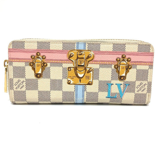 LOUIS VUITTON Long Wallet Purse N60109 Damier Azur Canvas white Damier Azure Summer trunk collection Women Used Authentic