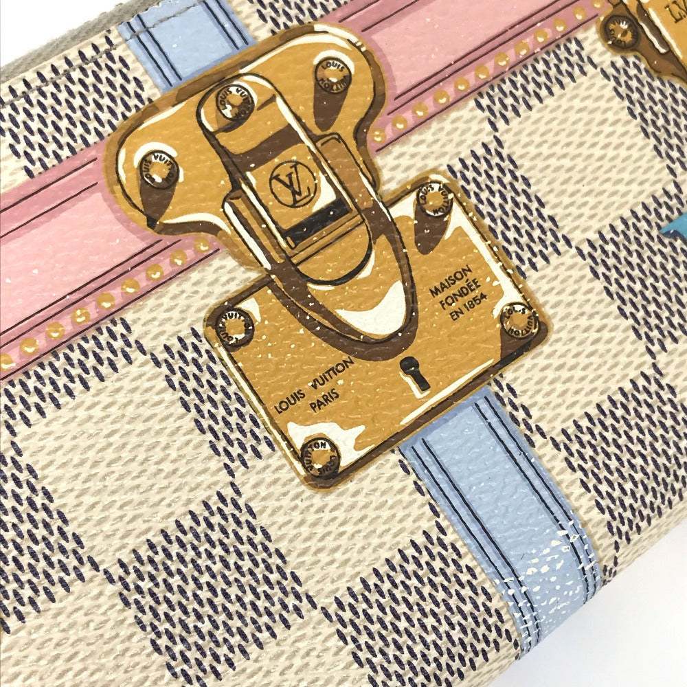 LOUIS VUITTON Long Wallet Purse N60109 Damier Azur Canvas white Damier Azure Summer trunk collection Women Used Authentic