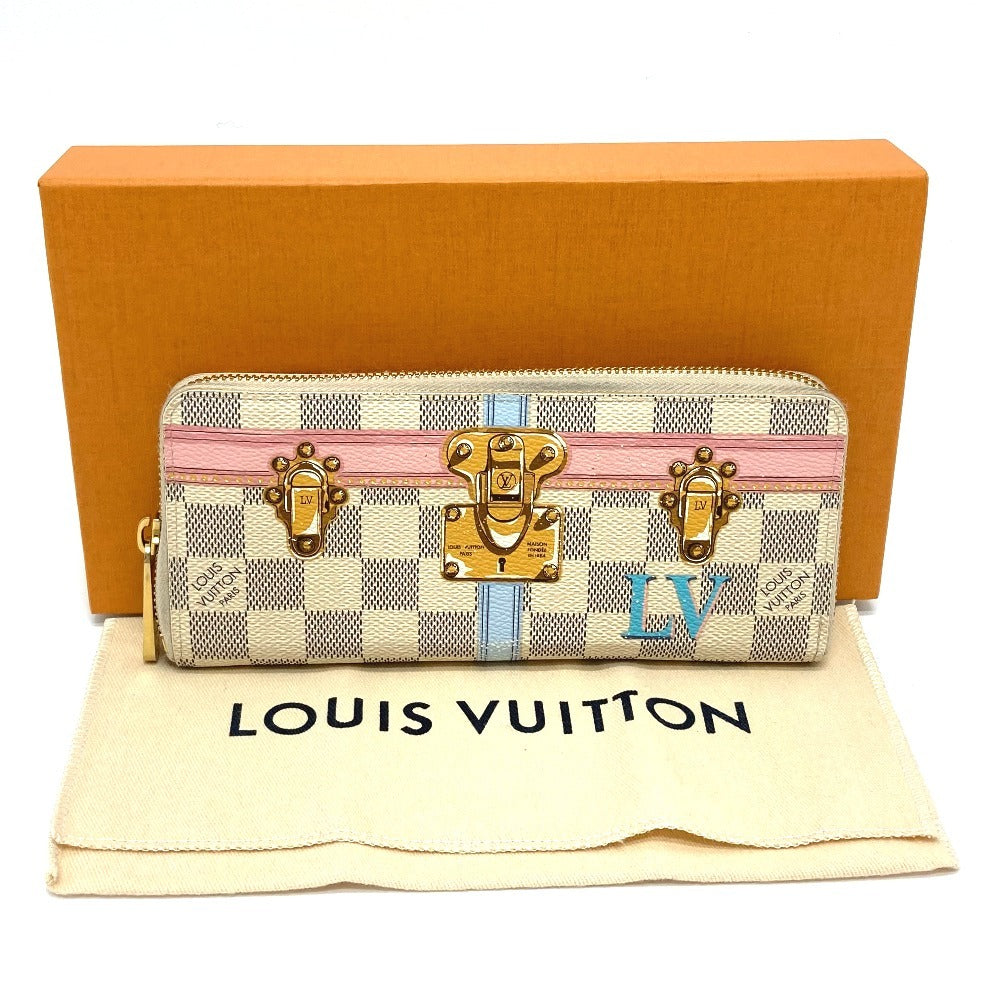 LOUIS VUITTON Long Wallet Purse N60109 Damier Azur Canvas white Damier Azure Summer trunk collection Women Used Authentic