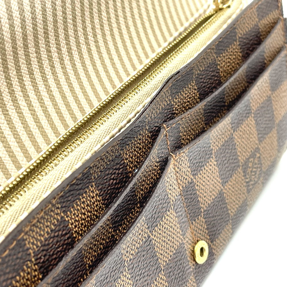 LOUIS VUITTON Long Wallet Purse N63179 Damier canvas Brown Damier Portefeuille Sarah Women Used Authentic