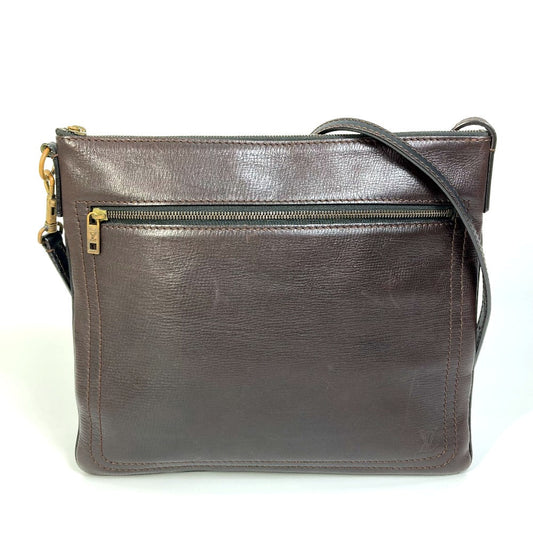 LOUIS VUITTON Shoulder Bag M93453 Utah leather Brown Utah Pochette Shawny MM mens Used Authentic
