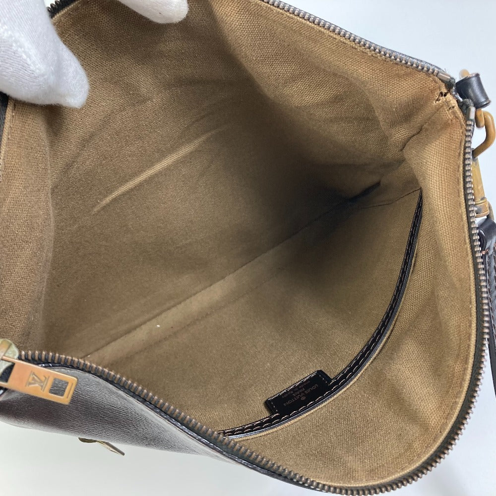 LOUIS VUITTON Shoulder Bag M93453 Utah leather Brown Utah Pochette Shawny MM mens Used Authentic