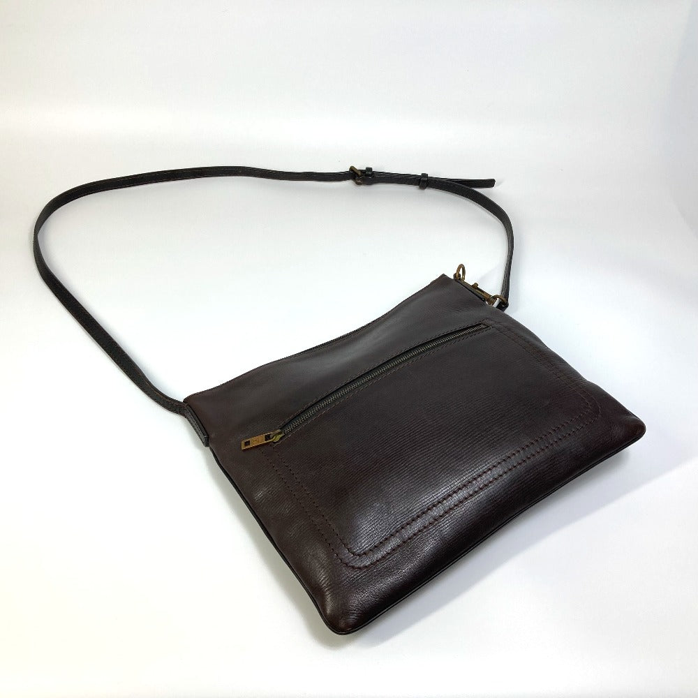 LOUIS VUITTON Shoulder Bag M93453 Utah leather Brown Utah Pochette Shawny MM mens Used Authentic