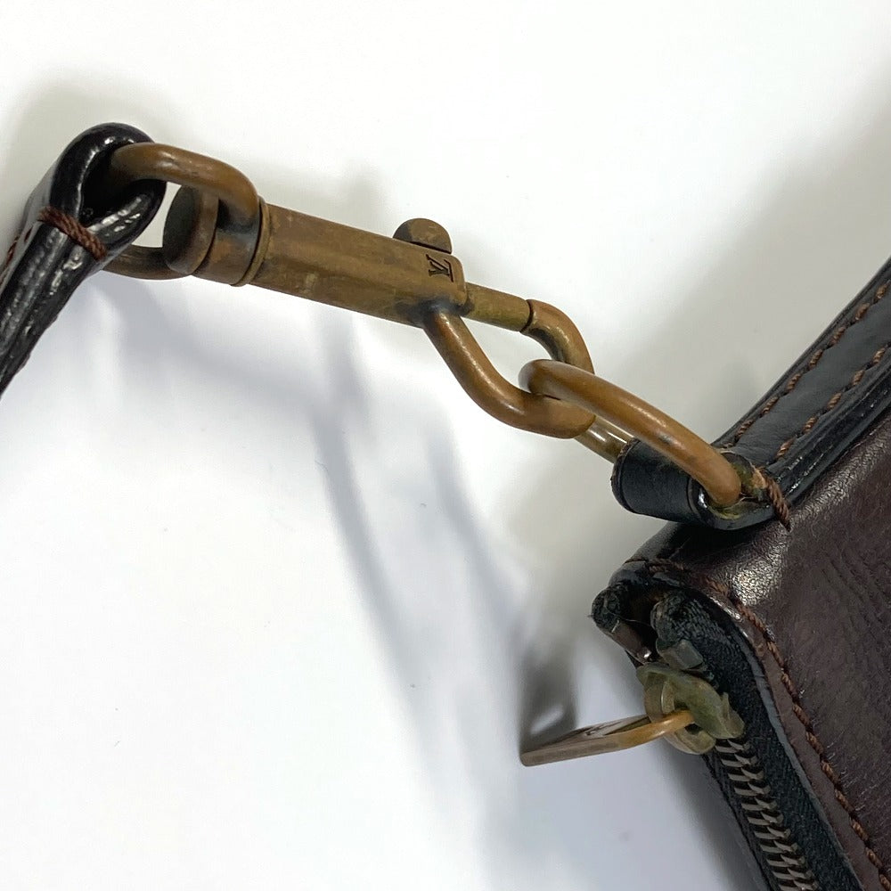 LOUIS VUITTON Shoulder Bag M93453 Utah leather Brown Utah Pochette Shawny MM mens Used Authentic