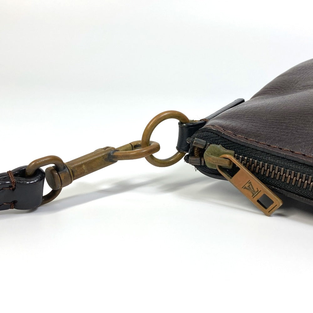LOUIS VUITTON Shoulder Bag M93453 Utah leather Brown Utah Pochette Shawny MM mens Used Authentic