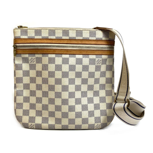 LOUIS VUITTON Shoulder Bag N51112 Damier Azur Canvas white Damier Azur Pochette Bosphore Women Used Authentic