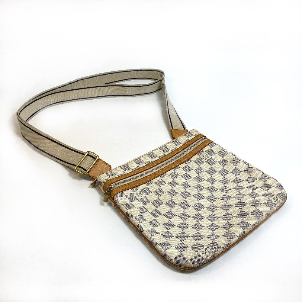 LOUIS VUITTON Shoulder Bag N51112 Damier Azur Canvas white Damier Azur Pochette Bosphore Women Used Authentic