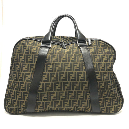 FENDI Boston Duffel bag Nylon / leather khaki Zucca FF logo mens(Unisex) Used Authentic