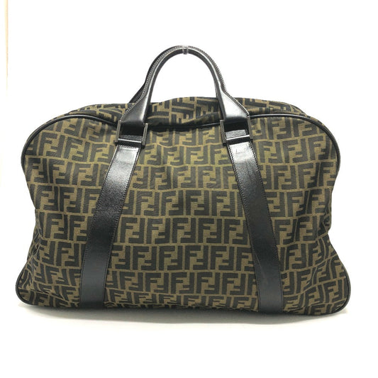 FENDI Boston Duffel bag Nylon / leather khaki Zucca FF logo mens(Unisex) Used Authentic