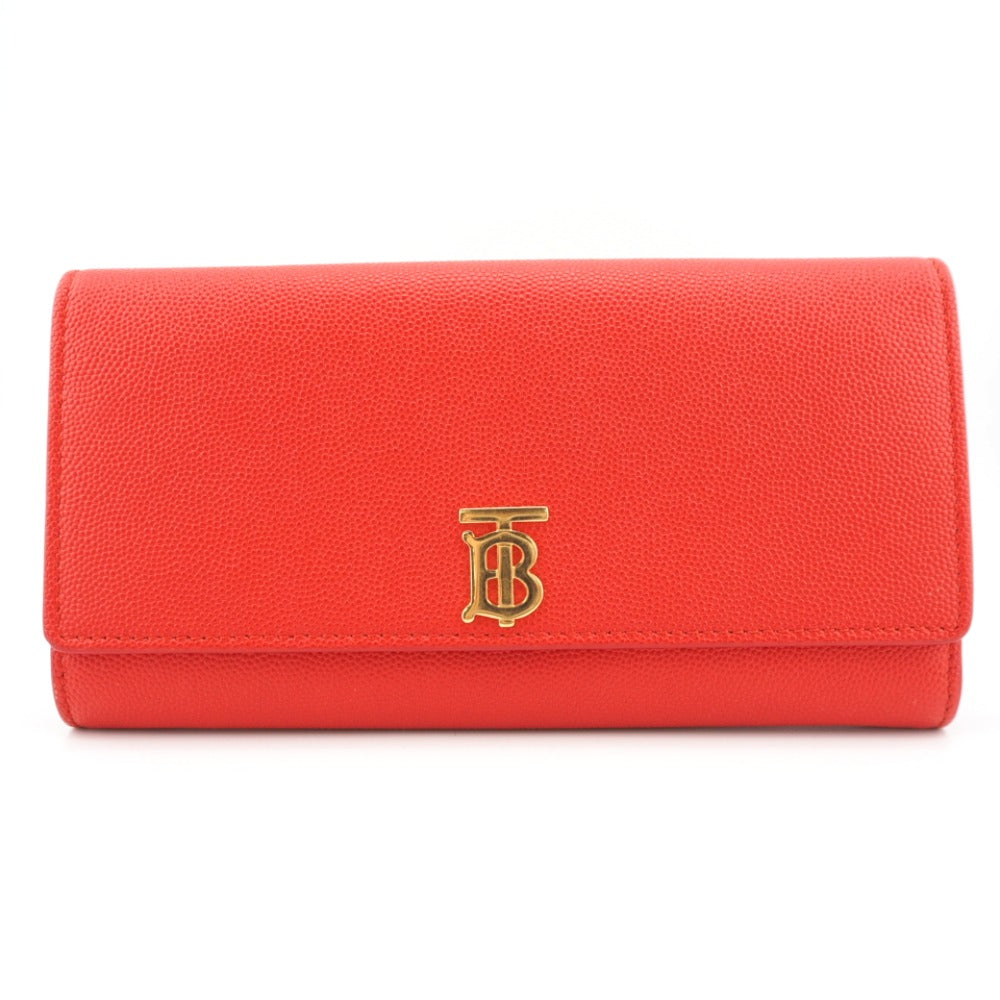 BURBERRY Long Wallet Purse leather Red TB