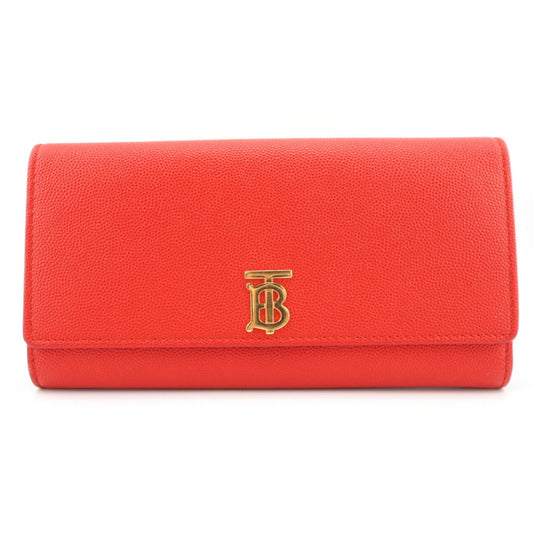 BURBERRY Long Wallet Purse leather Red TB