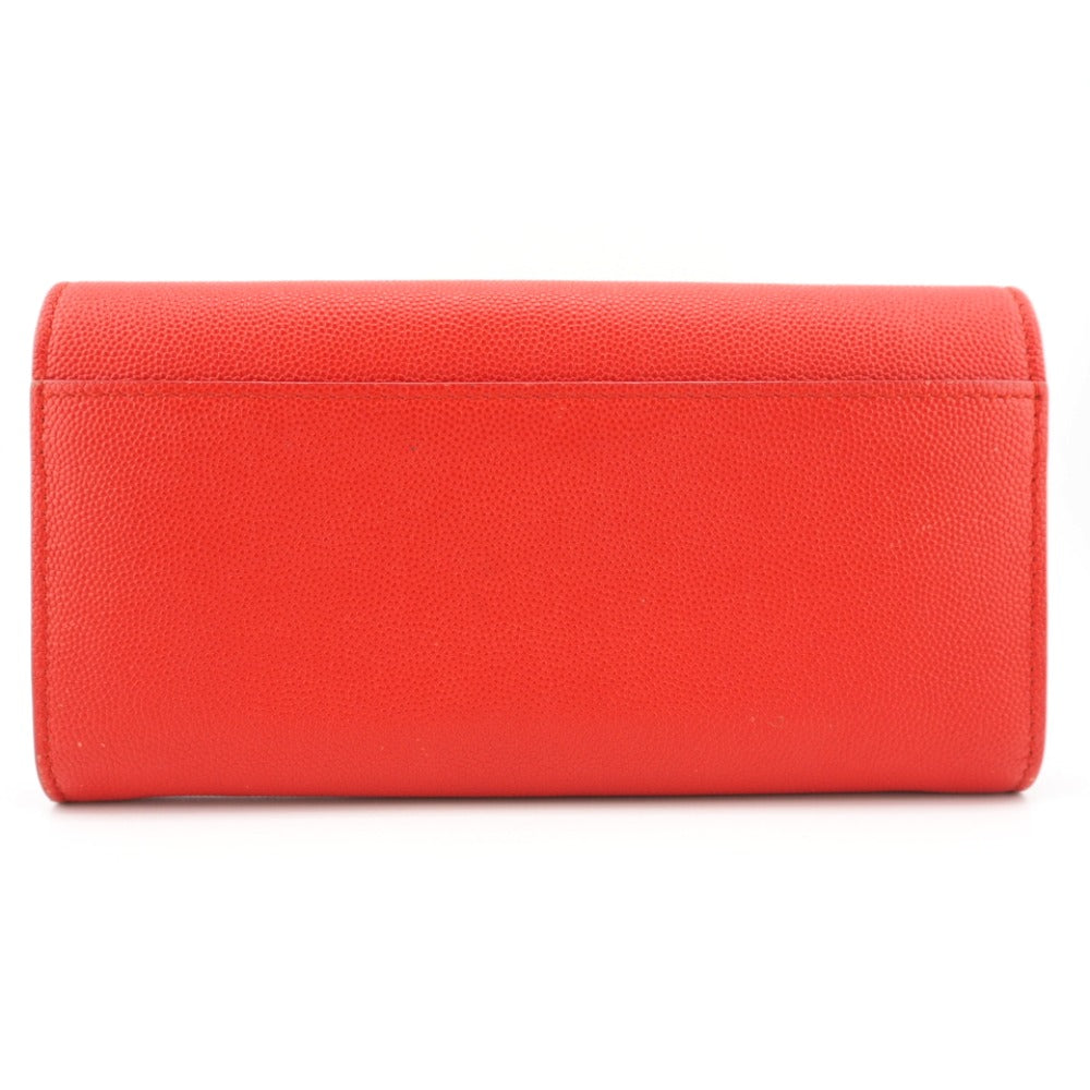 BURBERRY Long Wallet Purse leather Red TB
