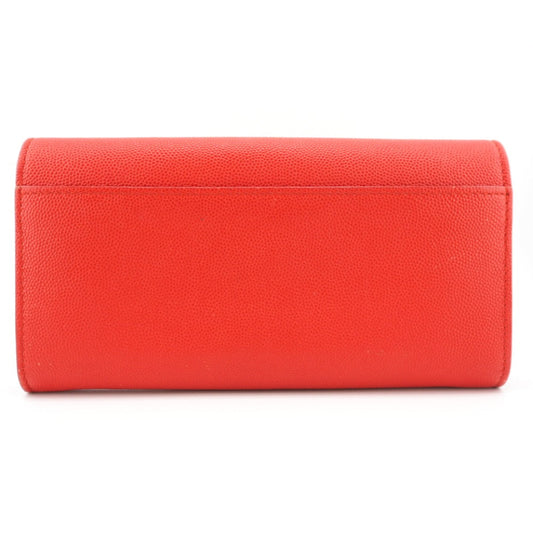 BURBERRY Long Wallet Purse leather Red TB
