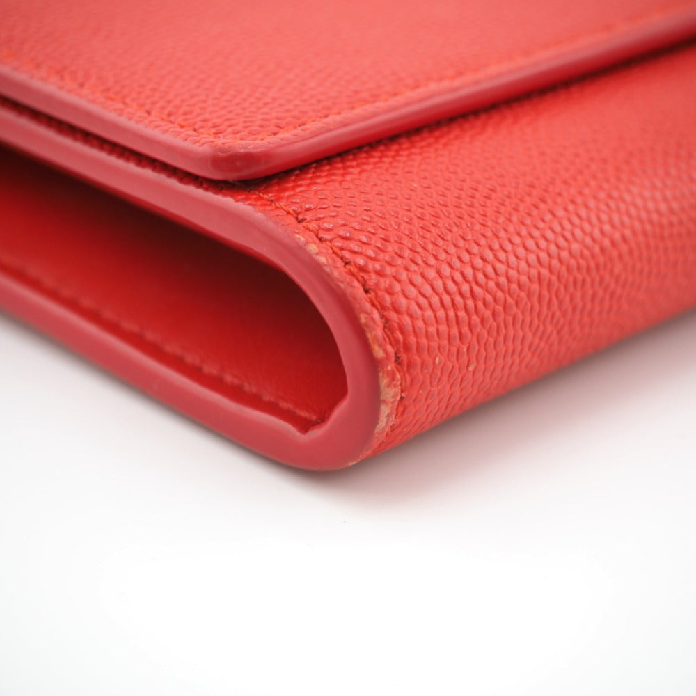 BURBERRY Long Wallet Purse leather Red TB