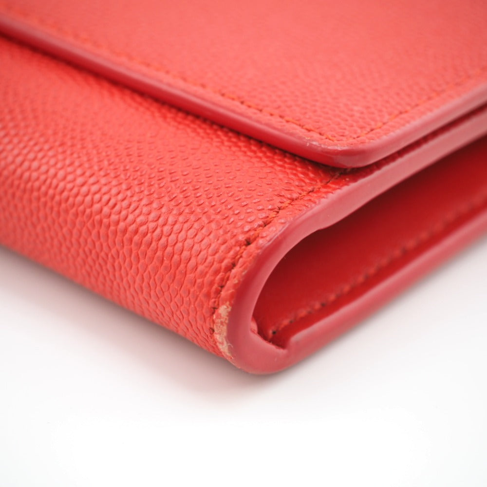 BURBERRY Long Wallet Purse leather Red TB