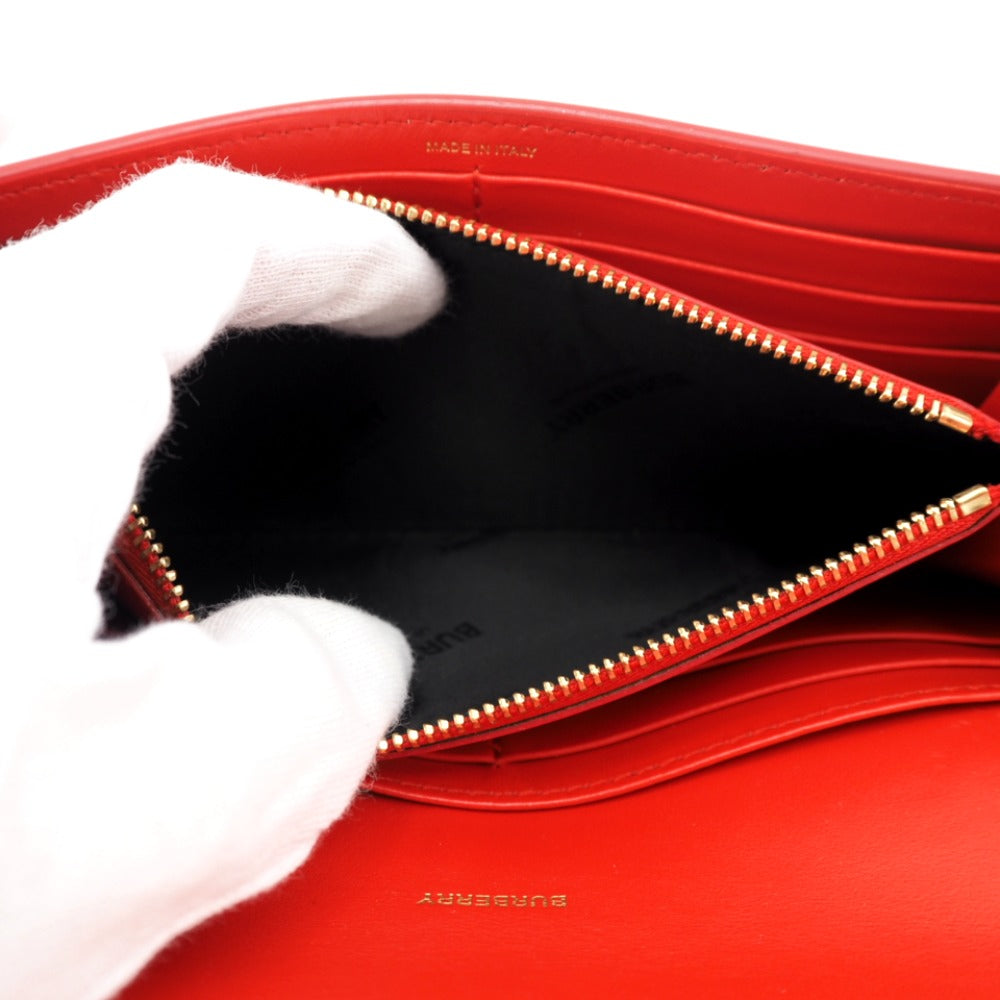 BURBERRY Long Wallet Purse leather Red TB