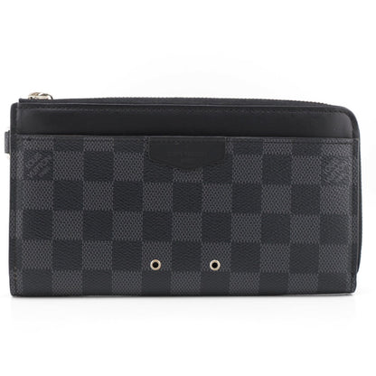 LOUIS VUITTON Long Wallet Purse N60379 leather black Damier Zippy Dragonne