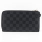 LOUIS VUITTON Long Wallet Purse N60379 leather black Damier Zippy Dragonne