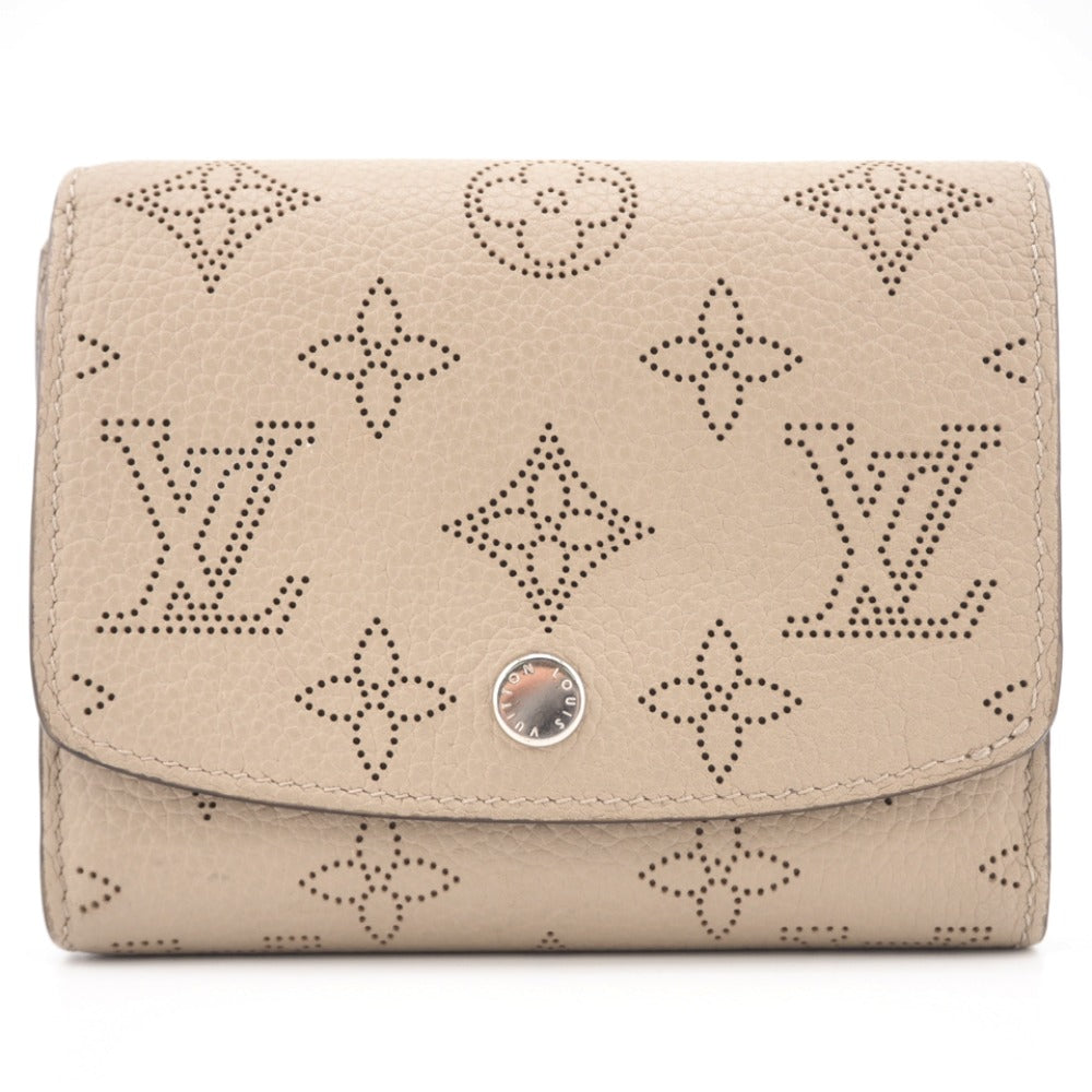 LOUIS VUITTON Bifold Wallet M62542 leather beige Mahina Portefeuille Iris Compact Women Used Authentic
