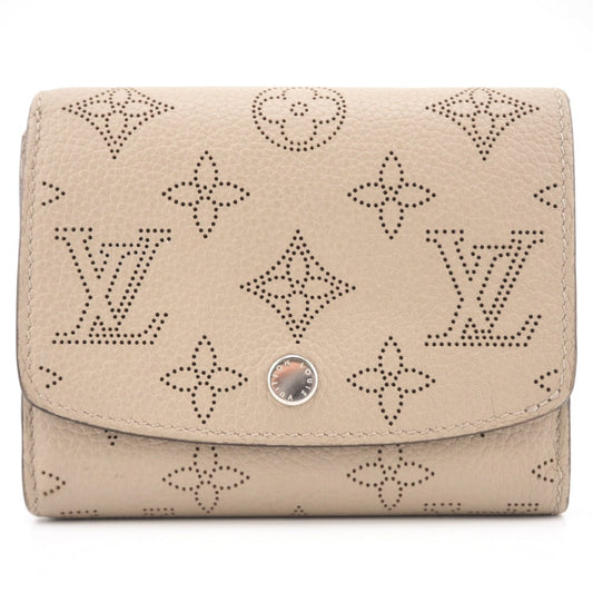 LOUIS VUITTON Bifold Wallet M62542 leather beige Mahina Portefeuille Iris Compact Women Used Authentic