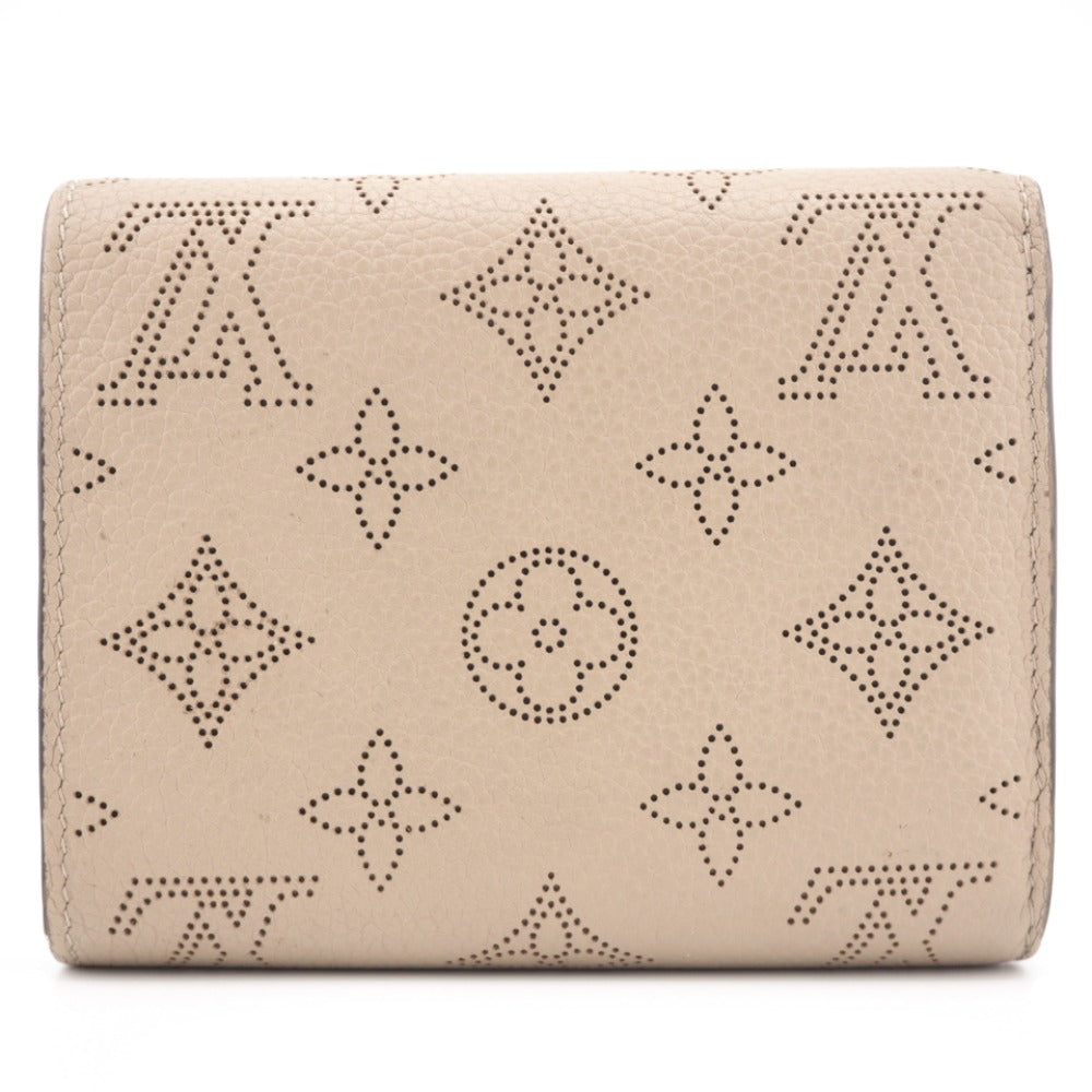 LOUIS VUITTON Bifold Wallet M62542 leather beige Mahina Portefeuille Iris Compact Women Used Authentic