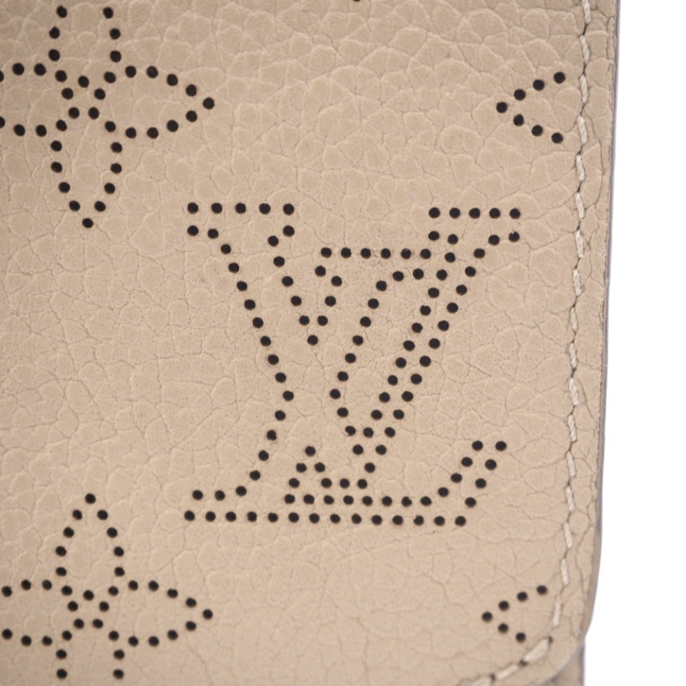 LOUIS VUITTON Bifold Wallet M62542 leather beige Mahina Portefeuille Iris Compact Women Used Authentic