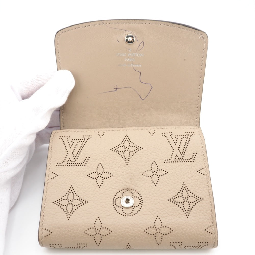 LOUIS VUITTON Bifold Wallet M62542 leather beige Mahina Portefeuille Iris Compact Women Used Authentic