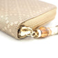 GUCCI Long Wallet Purse 224253 embossed calf leather Champagne Zip Around Bamboo Diamante Women Used Authentic