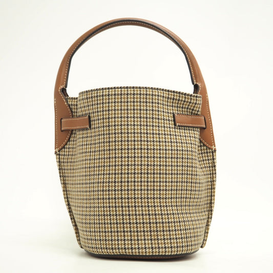 CELINE Handbag Wool, Leather Brown Women Used Authentic