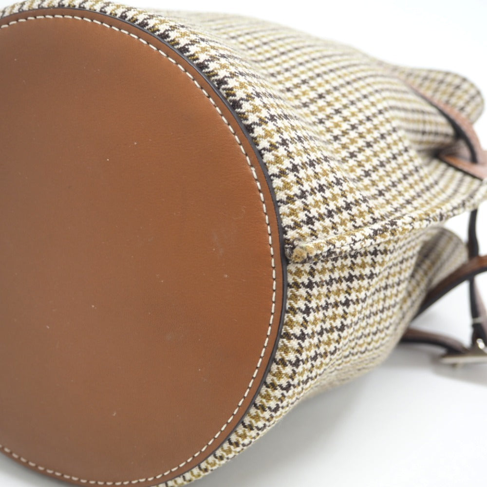 CELINE Handbag Wool, Leather Brown Women Used Authentic