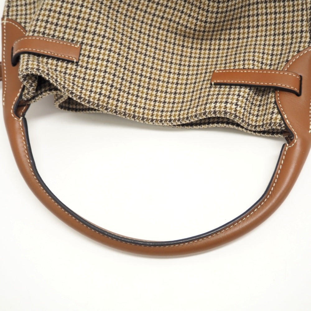 CELINE Handbag Wool, Leather Brown Women Used Authentic