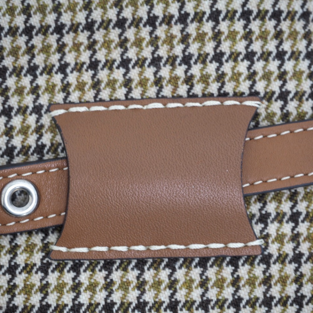 CELINE Handbag Wool, Leather Brown Women Used Authentic