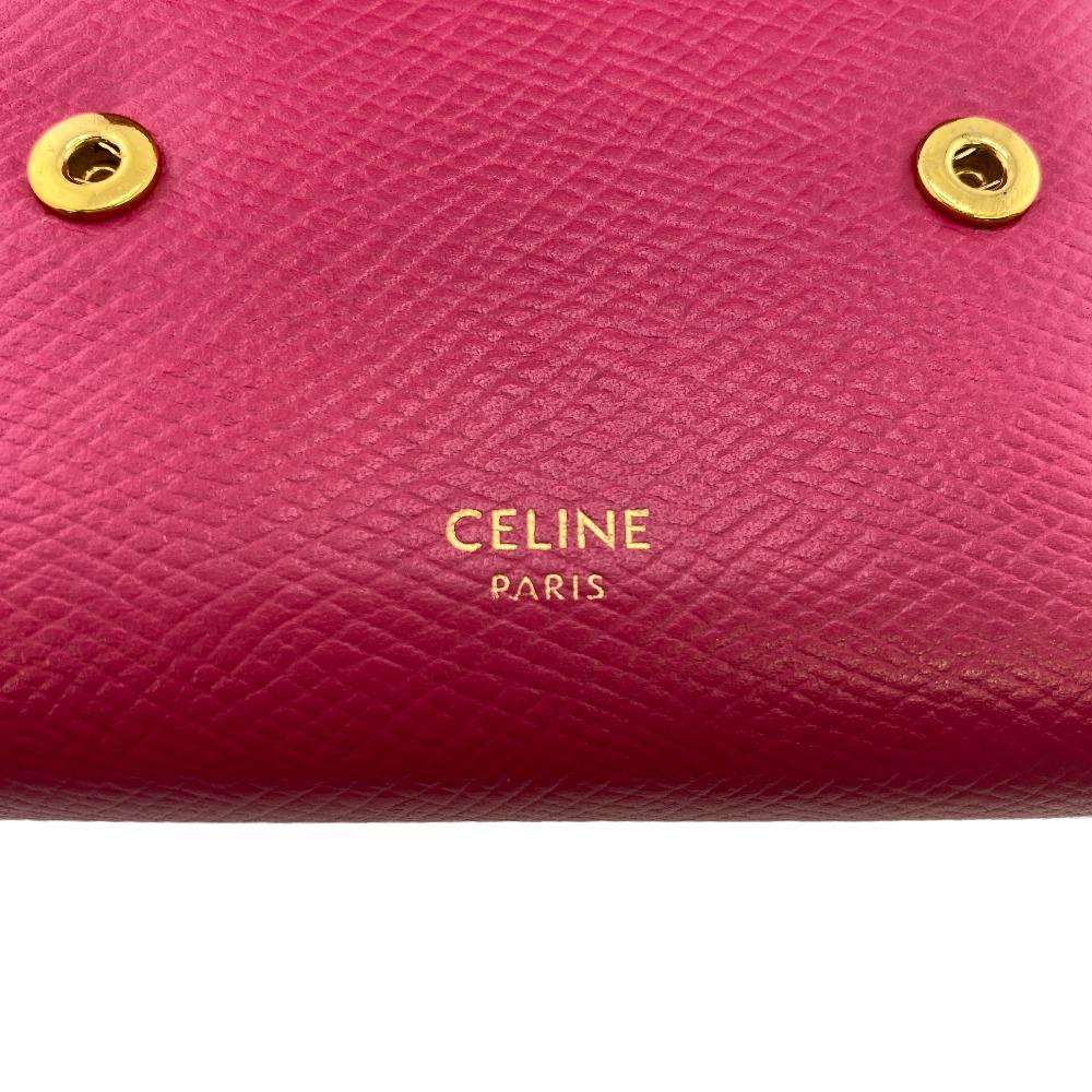 CELINE Tri-fold wallet leather pink Compact wallet Women Used Authentic