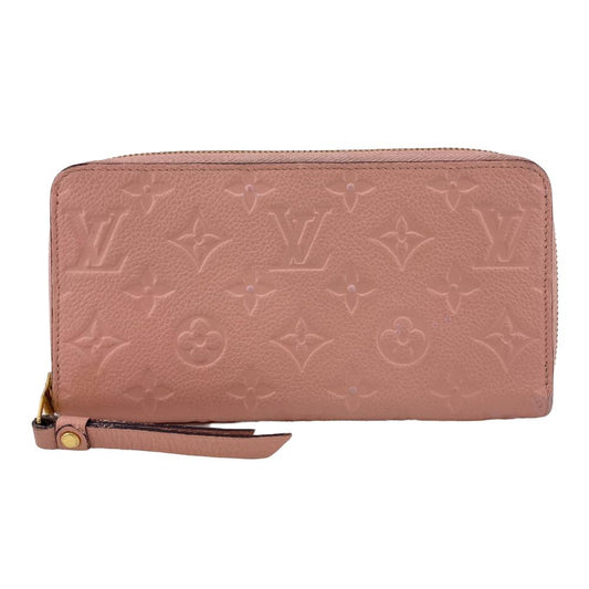 LOUIS VUITTON Long Wallet Purse M64090 leather pink Zip Around Monogram Ann Platt Zippy wallet Women Used Authentic