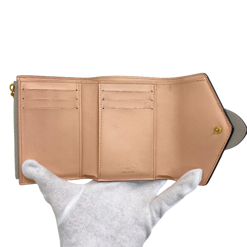 LOUIS VUITTON Tri-fold wallet M80475 leather gray Portefeuille Ponneuf Women Used Authentic