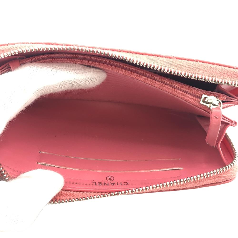 CHANEL Coin case leather pink Caviar skin Vstitch