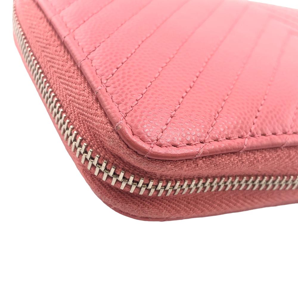 CHANEL Coin case leather pink Caviar skin Vstitch