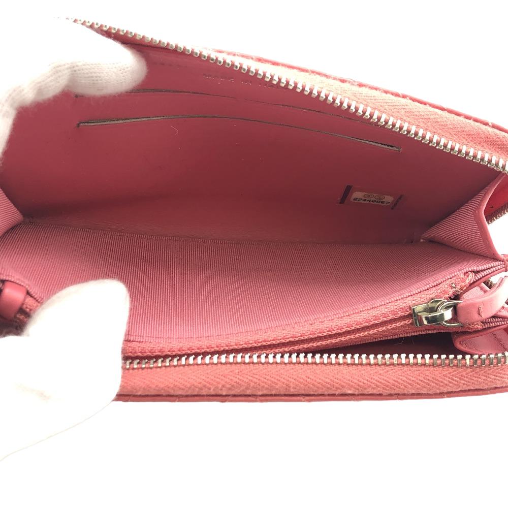 CHANEL Coin case leather pink Caviar skin Vstitch
